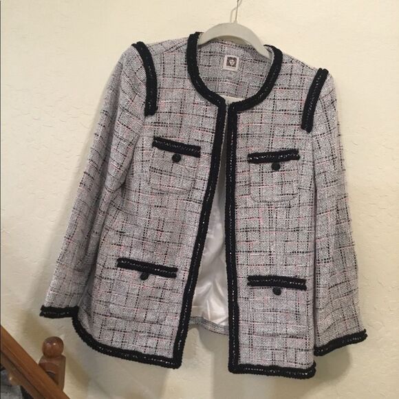 Anne Klein knit Blazer Striped womens size 8 - Picture 1 of 16